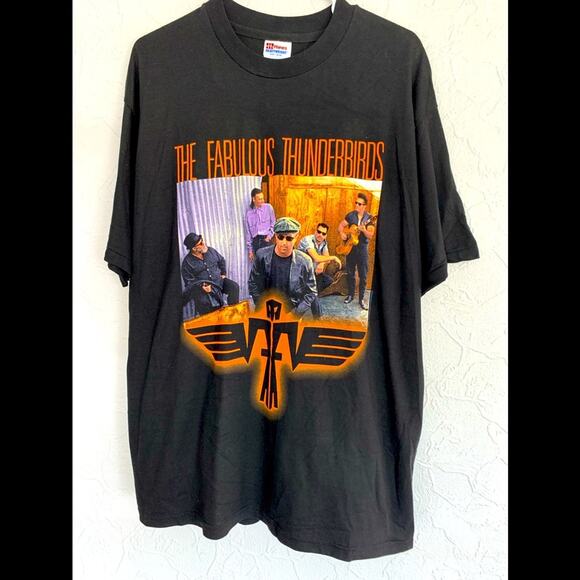 VINTAGE DEADSTOCK THE FABULOUS THUNDERBIRDS SINGLE STITCH BAND TEE SHIRT MENS L - Picture 1 of 5